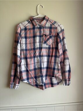 abercrombie kids Pink and Navy Plaid Button-Down Shirt